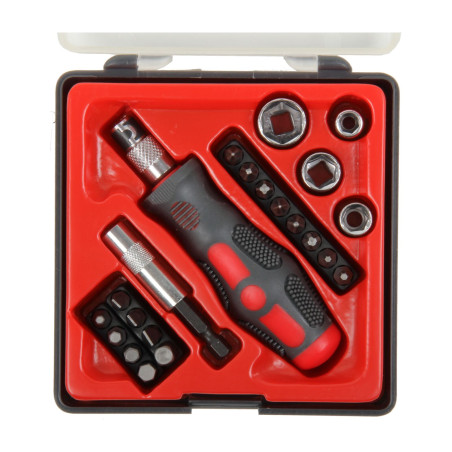 10022 Skruvmejsel med spetsar och hylsor av CrV, set med 22 delar, Proline
