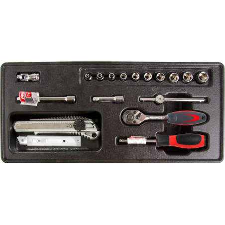 58703 Tack nummer 3 - 1/4' hylssats, 16 delar, tom