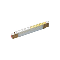 354580 Hopfällbar trälinjal 2m (vit-gul)