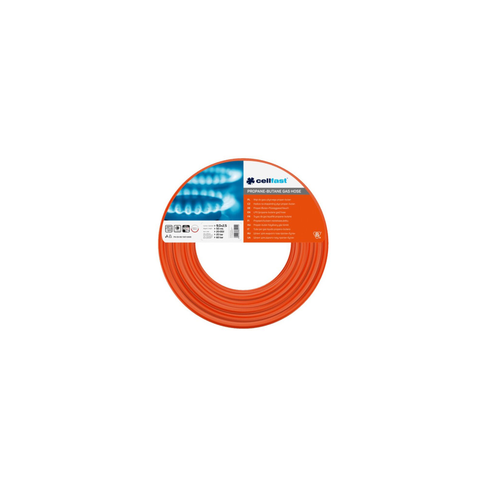 CF20001R Gasslang för propan butan FI-9,0 mm, rulle 50 m CF20001R Gasslang för propan butan FI-9,0 mm, rulle 50 m