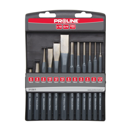 31361 Verktygssats med hammare, skärverktyg och stansar - 12 delar, Proline