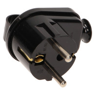 2634- Wtyczka wt-16u/z kątowa czarna z uchem uni-schuko