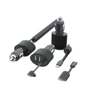 MCE76 37545 Ładowarka samochodowa 2xUSB, 5.2A, lightning spiralny 1.8m 