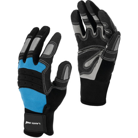 L280710K Svarta och blå verkstadshandskar, kort, '10', CE