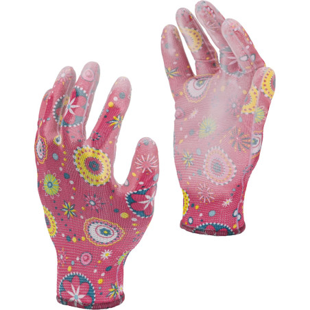 L230309K Handskar med polyuretanbeläggning, rosa, kort, '9', CE, LahtiPro