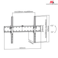 MC-668 40044 Uchwyt do telewizora 37-70' czarny do 40kg max vesa 600x400