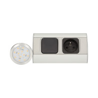 Zestaw opraw meblowych LED z wyłącznikiem i gniazdem 1x2P+Z