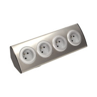 Gniazdo meblowe kuchenne 4x2P+Z, montaż na rzepy, INOX