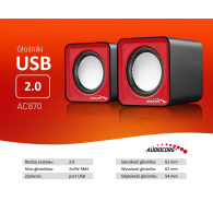 AC870 R 43397 Datorhögtalare 6W USB Röd&Svart