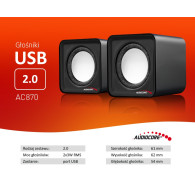 AC870 B 43398 Głośniki komputerowe 6W  USB Silver&Black 