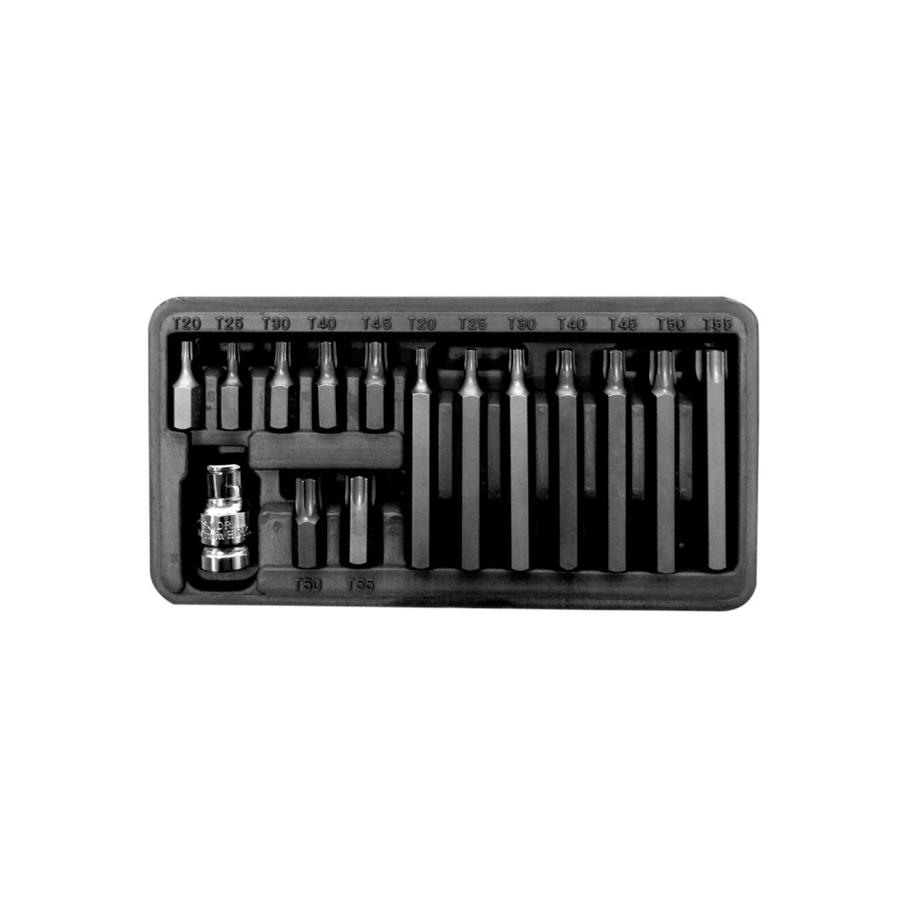 10741 Set av Torx T20-T55 3/8-tums bits, L-30/75mm, 15 delar 10741 Set av Torx T20-T55 3/8-tums bits, L-30/75mm, 15 delar