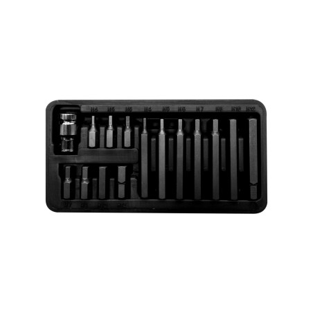 10743 Set med spetsar, bits 3/8 tum Hex 4 - Hex 12, L-30/75mm, 15 delar