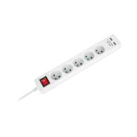 Nätadapter Rebel med 5 uttag + 2 USB-uttag med strömbrytare - 1,5m