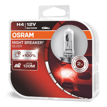 Halogenlampor Osram H4 12V Night Breaker Silver +100%/ 2 st/