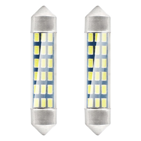 LED-lampor standard 3014 18smd festoon c5w c10w c3w 41mm vit 12v amio-01092