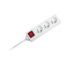 Förlängningssladd vit Rebel med strömbrytare 3 uttag - 5m (1,5mm)