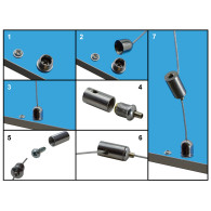 Ett set med stållinor för att hänga LED-paneler 60x60 120x30.