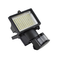 Solcellslampa med LED-strålkastare med 100 SMD-dioder med rörelse- och skymningssensor.