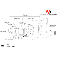 Uchwyt do telewizora lub monitora Maclean, uniwersalny, max vesa 200x200, 13-42', 30 kg, czarny, MC-503A B