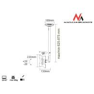 Uchwyt do telewizora sufitowy Maclean, 23-42', 50~85cm, 30kg, srebrny, MC-504A S