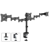 Uchwyt biurkowy na 3 monitory LCD Maclean, podwójne ramiona, VESA 75x75 oraz 100x100, 13'-27', 8kg, MC-691
