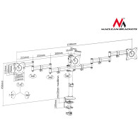 Skrivbordsfäste för 3 LCD-skärmar från Maclean, dubbla armar, VESA 75x75 och 100x100, 13'-27', 8 kg, MC-691.