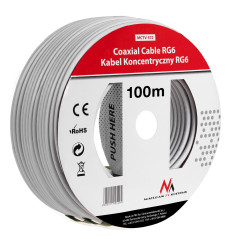 Koaxialkabel Maclean, Satellitantennkabel, 1.0CCS RG6, 100M, MCTV-572