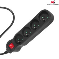 Listwa zasilająca Maclean, przedłużacz 4 gniazda, z wyłącznikiem, czarny, 2300W, 1,4m, MCE180