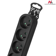 Listwa zasilająca Maclean, przedłużacz 4 gniazda, z wyłącznikiem, czarny, 2300W, 1,4m, MCE180