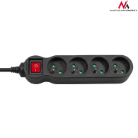 Listwa zasilająca Maclean, przedłużacz 4 gniazda, z wyłącznikiem, czarny, 2300W, 1,4m, MCE180
