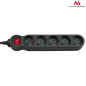 Strömförsörjningslist Maclean, förlängningssladd med 5 uttag, med strömbrytare, svart, 2300W, 3m, MCE184