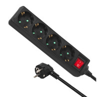 Förlängningssladd Maclean, 4 uttag, med strömbrytare, 3500W, 5m, tysk typ, MCE194G.