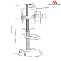 Vagnsställ professionell Maclean, aluminium, justerbar, för TV med hjul, max VESA 600x400, max 50 kg, MC-801.