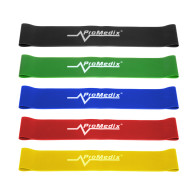 Latexelastiska träningsband Promedix PR-700, komplett set med 5 stycken x 0,5m.