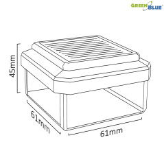 Solcellslampa LED för stolpe från GreenBlue, 60x60mm, tak i form av en kuvert, GB126.