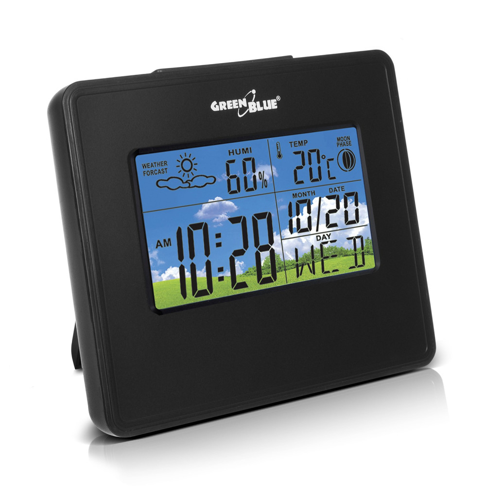 Väderstation klocka kalender månfas GreenBlue GB148B svart Väderstation klocka kalender månfas GreenBlue GB148B svart