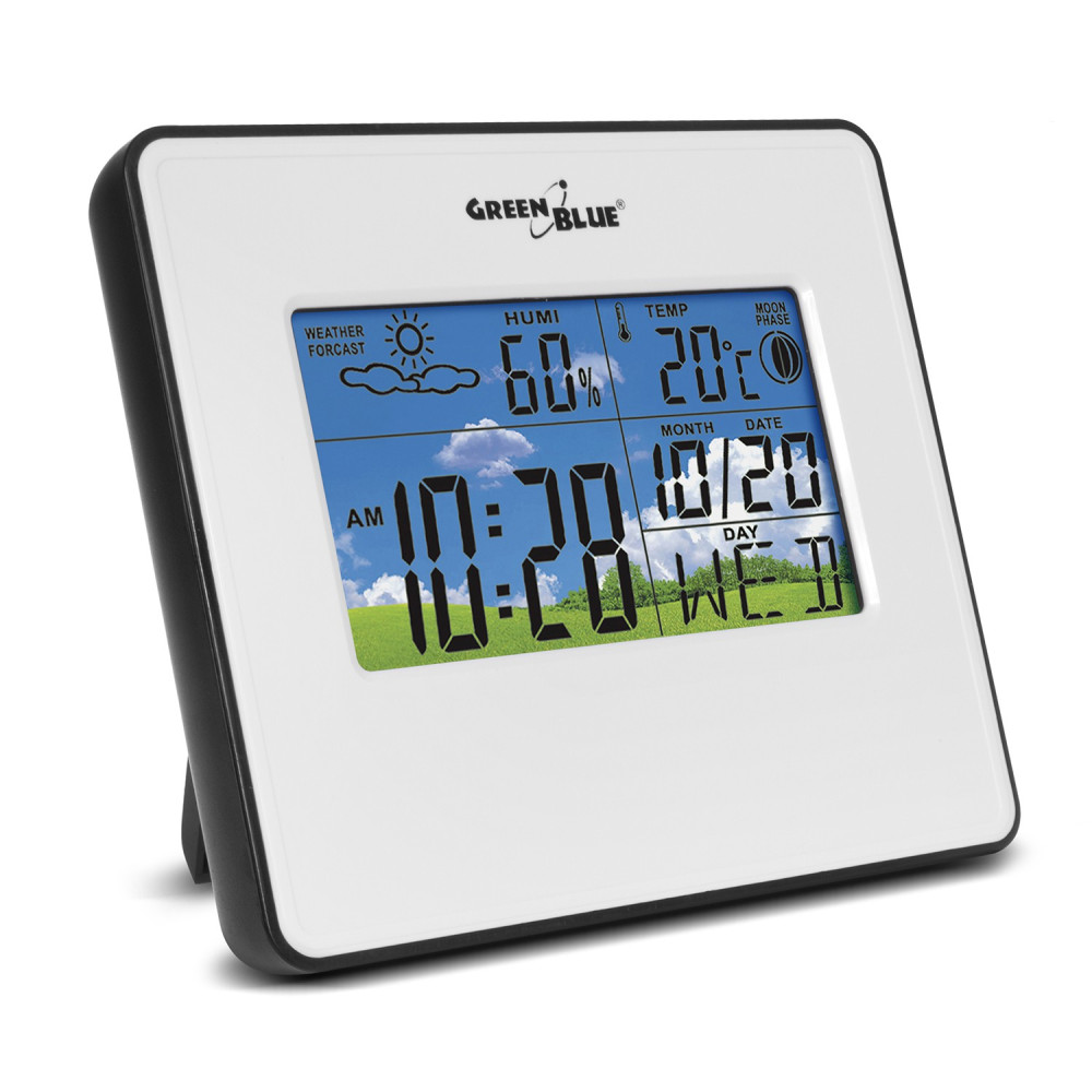 Väderstation klocka kalender månfas GreenBlue GB148W vit Väderstation klocka kalender månfas GreenBlue GB148W vit