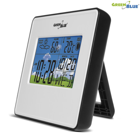 Väderstation klocka kalender månfas GreenBlue GB148W vit