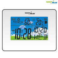 Väderstation klocka kalender månfas GreenBlue GB148W vit