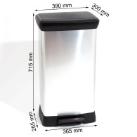 Metallfärgad papperskorg med pedal Curver 50L
