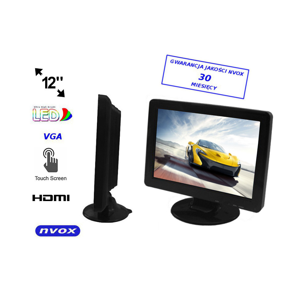 Monitor dotykowy  led 12cali hd vga hdmi