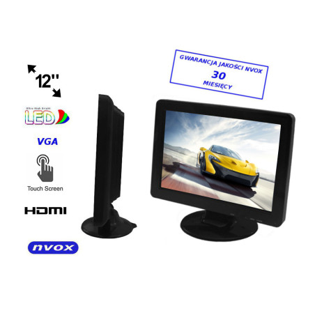 Pełna HD LED 12-tums pekskärm med VGA och HDMI-ingångar.