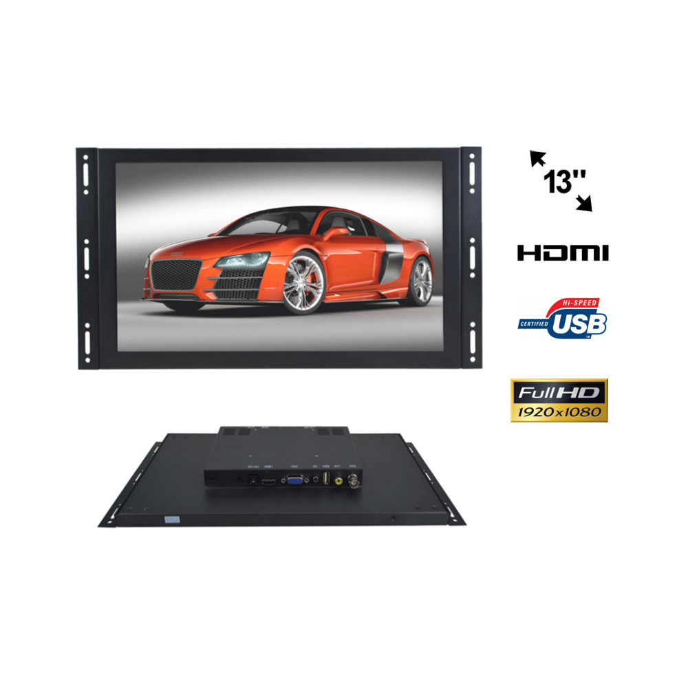 Monitor open frame ips led 13cali full hd vga hdmi usb av 12v 230v