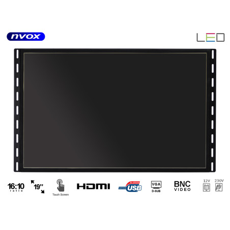 Beröringsskärm öppen ramme led 19 tum vga hdmi usb bnc 12v 230v