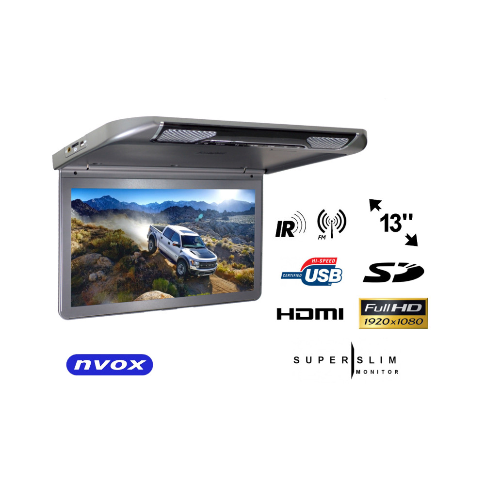 Monitor samochodowy podwieszany podsufitowy lcd 13cali cali hdmi usb sd