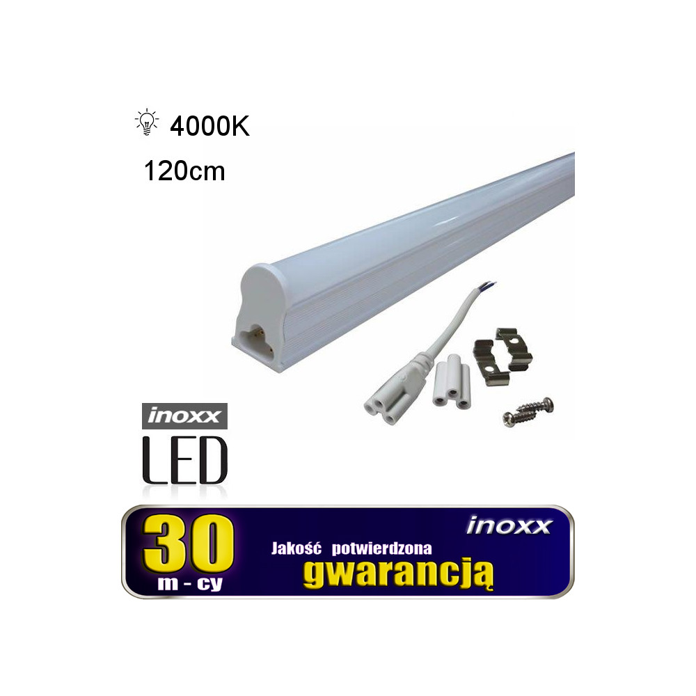Świetlówka led liniowa t5 120cm 18w neutralna 4000k lampa natynkowa zintegrowana z oprawą