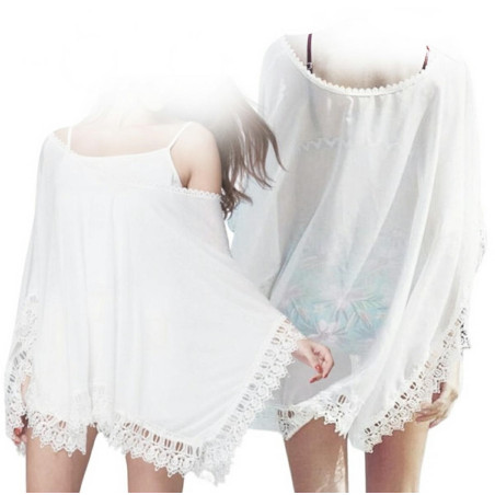 BQ49 Strandtunika pareo vit