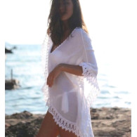BQ49 Strandtunika pareo vit