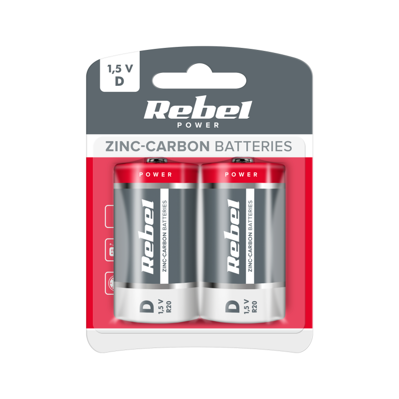 Zinkkolbatteri REBEL R20 2 st/bl