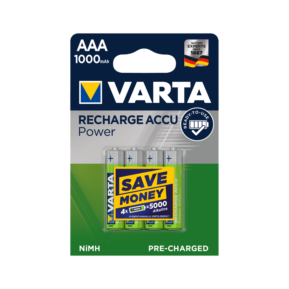 Batteri VARTA AAA 1000mAh 4st/fp. Batteri VARTA AAA 1000mAh 4st/fp.